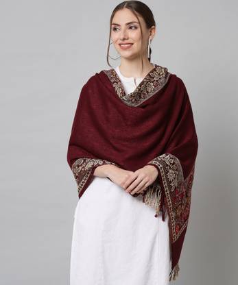 Krew Wool Self Design Women Shawl