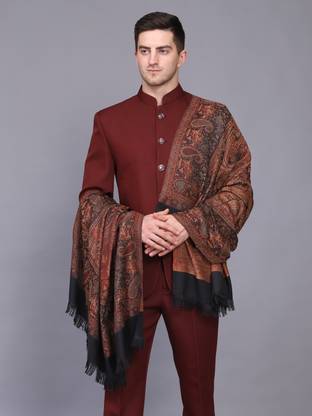 GREEN AGRITECH Polyester Wool Blend Woven Men Shawl