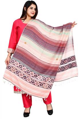 Pink World Wool Woven Women Shawl