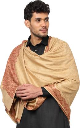 WEAVERS VILLA Polyester Wool Blend Self Design Men Shawl