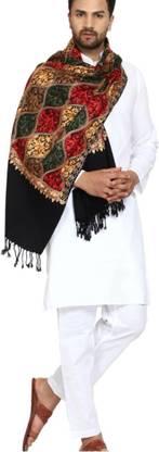 kaps Cashmere Woven, Embroidered, Floral Print Men Shawl