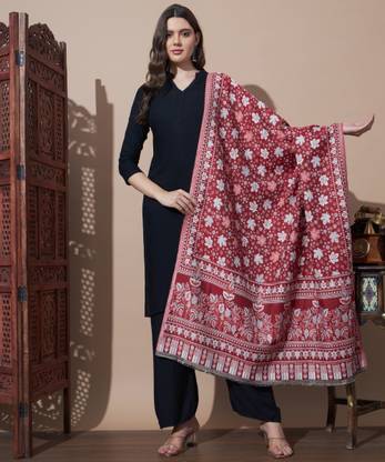 MORKEL Wool Self Design Women Shawl