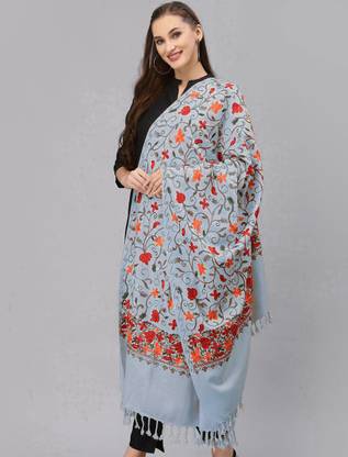 GK VILLA Wool Embroidered Women Shawl