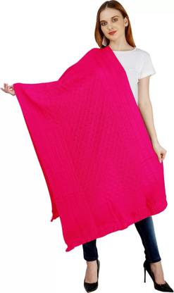 Pick Ur Needs Wool Self Design Women Shawl