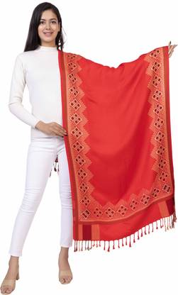 Kti Wool Self Design Women Shawl