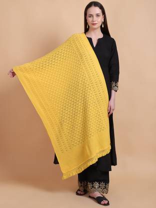 vesture Wool Self Design Women Shawl