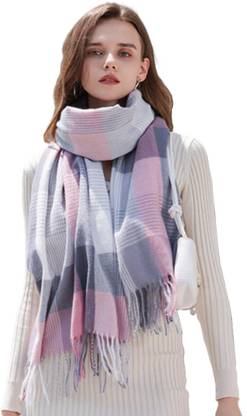 AlexVyan Acrylic, Wool Self Design Women Shawl