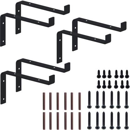 KLAXON Z Shape Metal Bracket for Wall Mounted Shelf, Collapsible Angle Brackets, 3 Pack 8 In x 4 In Shelf Bracket