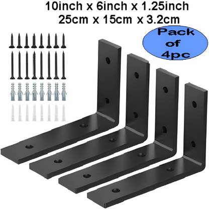 Nexgrills 093 L Shape Wall Shelf Bracket 10inch x 6inch, Pack of 4pc Shelf Bracket
