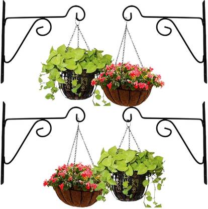 Crux 4 Pack Metal Wall Hook Hanging Plant Bracket set. 16 Shelf Bracket