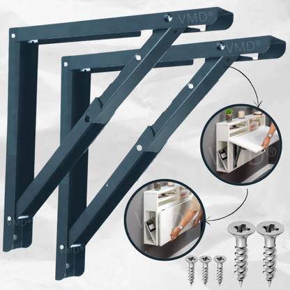 Vmd Heavy Duty 20" (Grey) Foldable Table Bracket, DIY Folding Shelves, l Bracket, Wall Angle Bracket, Folding Table Bracket with Fitting for fold Down (Pack of 2) Shelf Bracket