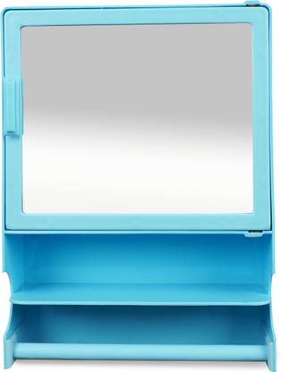 Epraiser Medium Sized Elegant Mirror Storage Cabinet for Bathroom Medicine Makeup Kitchen Plastic Wall Shelf