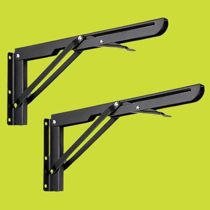 RH MALL Shelf_Brackets_83 12, Folding Shelf Bracket 12 Inch, 2 Pcs, Max Load 200KG(Black) Shelf Bracket