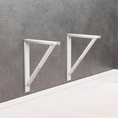 Lampoc 18 Inches Folding Self Table Brackets|Only Brackets with Screws and Screw Plugs 45.72 cm Shelf Bracket