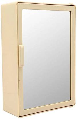 OKASTA Bathroom Cabinets for Storage with Mirror (12 x 4X 16) inch Ivory 14 Shelf Bracket