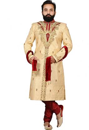 Diamond Style Sherwani For Men's Embroidered Sherwani