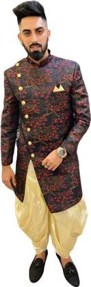 ethnicmoodzbygunjan Rajwada Indo Western Printed Sherwani