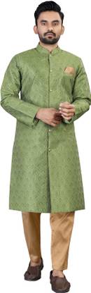 Nareeka Fashion Mens Indo Western Sherwani Wedding Dress for Men Ethnic Wear - Green Embroidered Sherwani