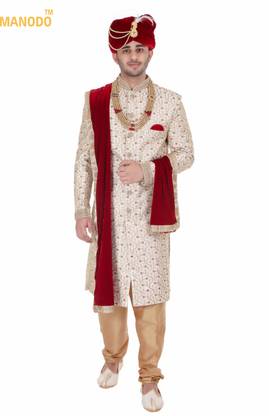MANODO men's wedding set ( 5 accessories ) Embroidered Sherwani