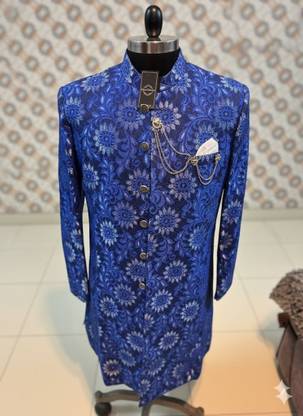 METRO COLLECTION Embellished, Solid, Self Design Sherwani