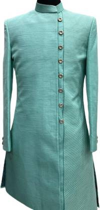 Rebellocomplete Men's Jodhpuri Indo Western (Size:42, Cyan) Solid Sherwani