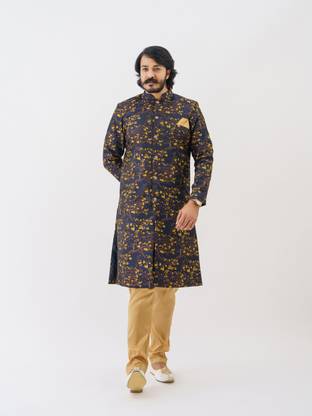 Brand Boy Floral Print Sherwani