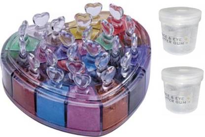 Glamezone Eye Shadow Shimmering Powder Pack of 24 with Two Glue