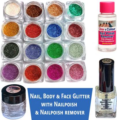 vizo Glitter Pigment with Nailpolish and Naipolilsh Remover