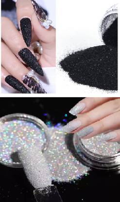 Yuency SOFT SPARKLY WHITE GLITTER EYE SHADOW BLACK & WHITE