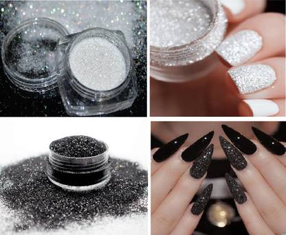 Yuency EASY SPARKLY EYE MAKEUP AND NAIL ART GLITTER SHIMMER BLACK AND WHITE