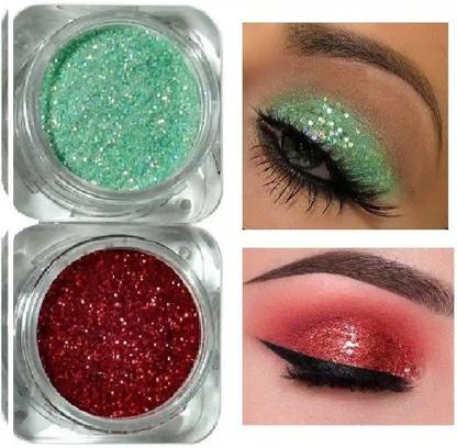 Arcanuy LONG LASTING MAKE UP LOOK GREEN AND RED SHIMMER GLITTER