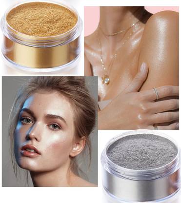 Emijun gold and silver shimmery shine highlighter with brush