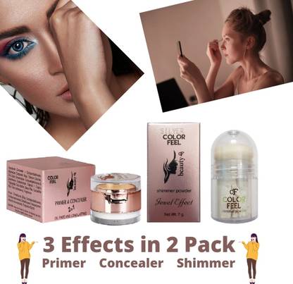 SILVI Professional Face Shimmer Glitter Pink Concealer Primer Pack of 2