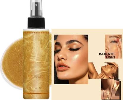 AFARAXIA Gold Highlighter Smooth Shimmer Glow Body Bronzer Smoky Spray