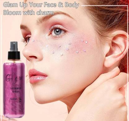 MYEONG Makeup Pink Non Sticky Glitter Bright Lotion Face Liquid Highlighter Spary