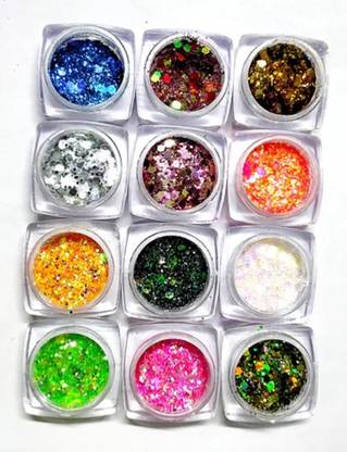 HUZURLU Multicolor 12 Pieces Chunky Glitter Set, Box,