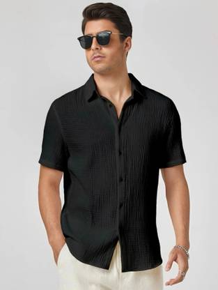 METRONAUT Men Self Design Casual Black Shirt