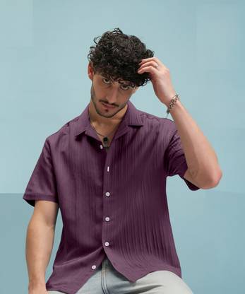 FIBERMILL Men Solid Casual Pink Shirt