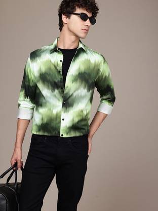 French Connection Men Dyed/Ombre Casual Green Shirt