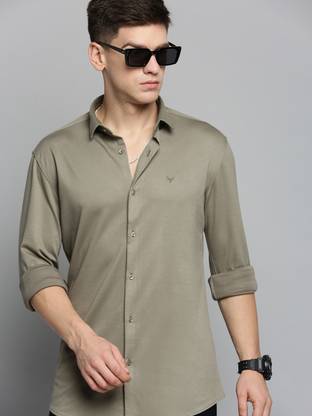 SHOWOFFFF Men Solid Casual Dark Green Shirt