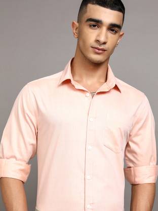 HIGHLANDER Men Solid Formal Orange Shirt