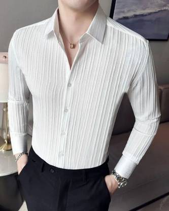 MAA UMA Men Self Design Casual White Shirt