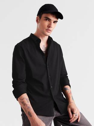 The Souled Store Men Solid Casual Black Shirt