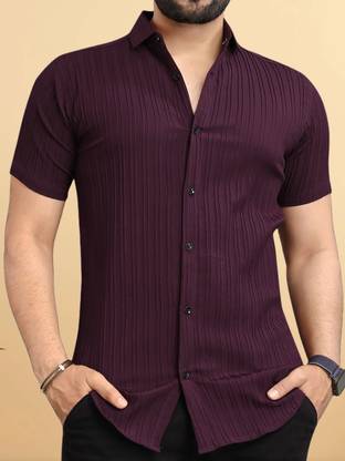 NIVICK Men Self Design Casual Maroon Shirt