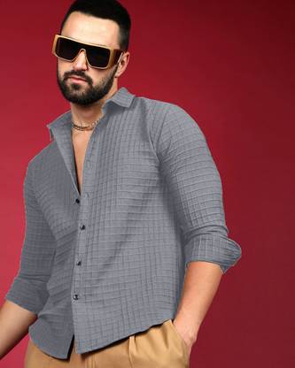 METRONAUT Men Solid Casual Grey Shirt