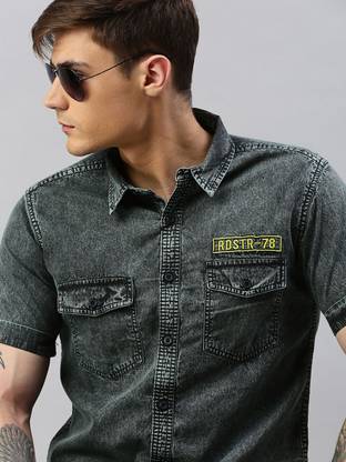 Roadster Men Washed Casual Black Shirt
