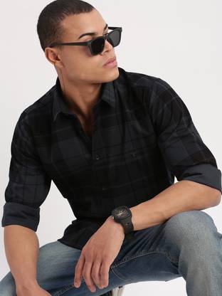 SHOWOFFFF Men Checkered Casual Blue Shirt