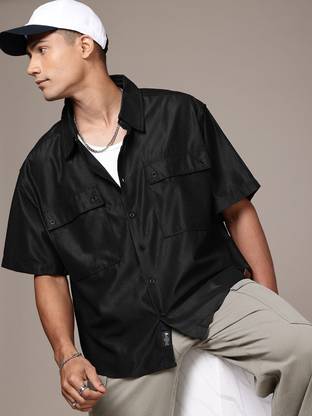 Roadster Men Solid Casual Black Shirt