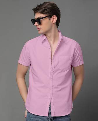 Voroxy Men Solid Casual Pink, White Shirt