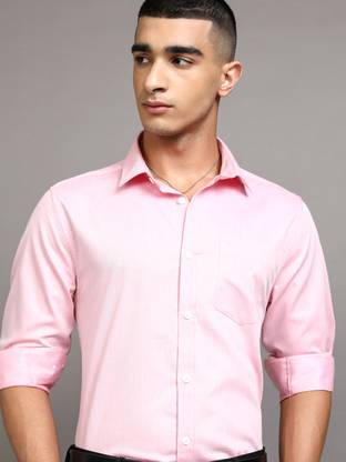 HIGHLANDER Men Solid Formal Pink Shirt